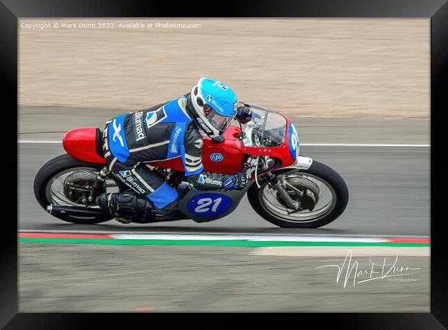 classic motorcycle on a track Framed Print by Mark Dunn