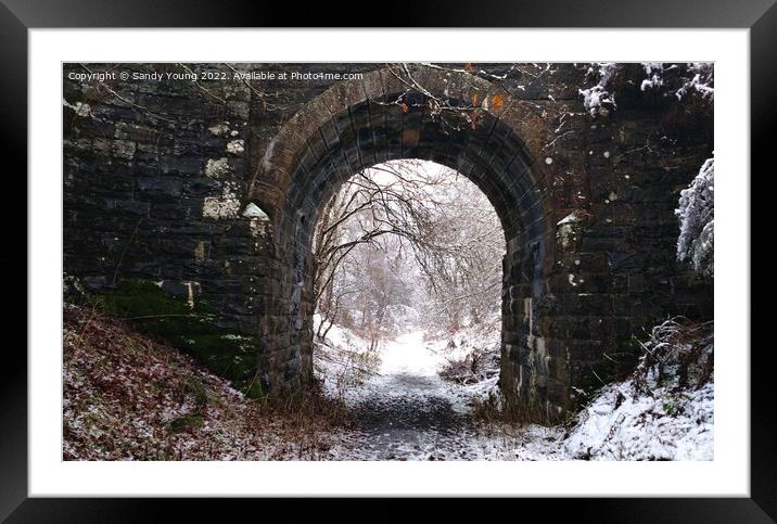 The Serene Beauty of a Disused Bridge Framed Mounted Print by Sandy Young