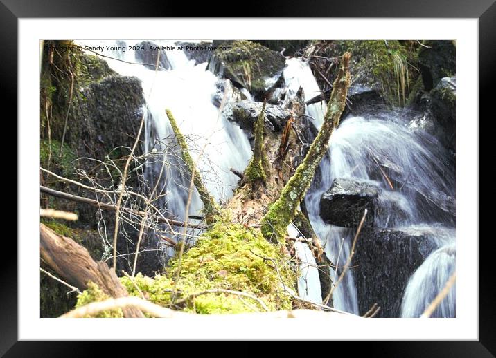 Birks Of Aberfeldy Chaos on The Waterfall Framed Mounted Print by Sandy Young