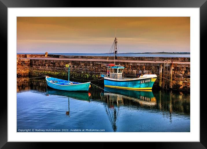 Fishing Boats in Beadnell Harbor Framed Mounted Print by Rodney Hutchinson