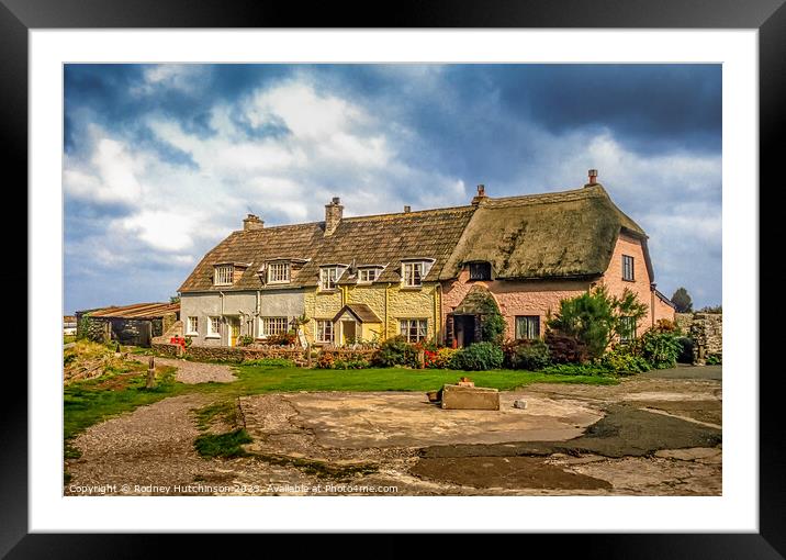 Cottages at Porlock Weir Framed Mounted Print by Rodney Hutchinson