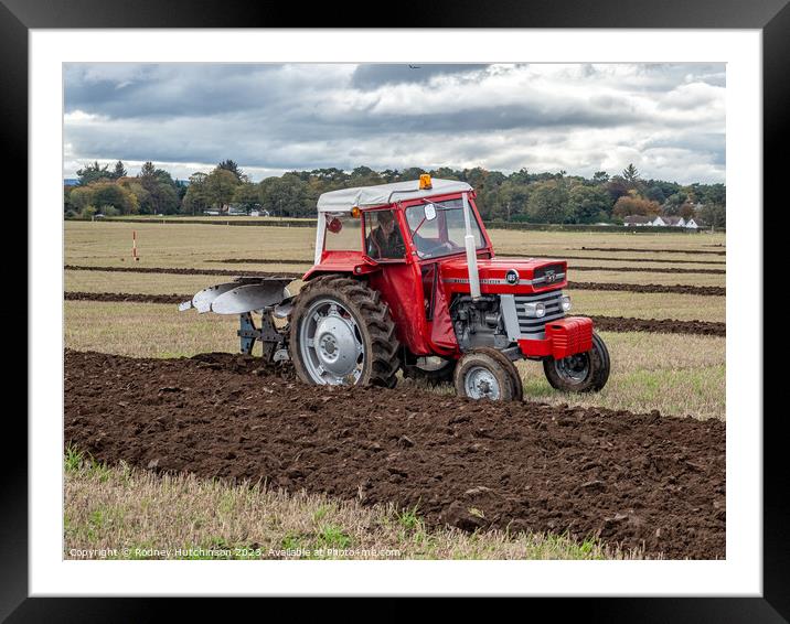 Tractor Ploughing Framed Mounted Print by Rodney Hutchinson
