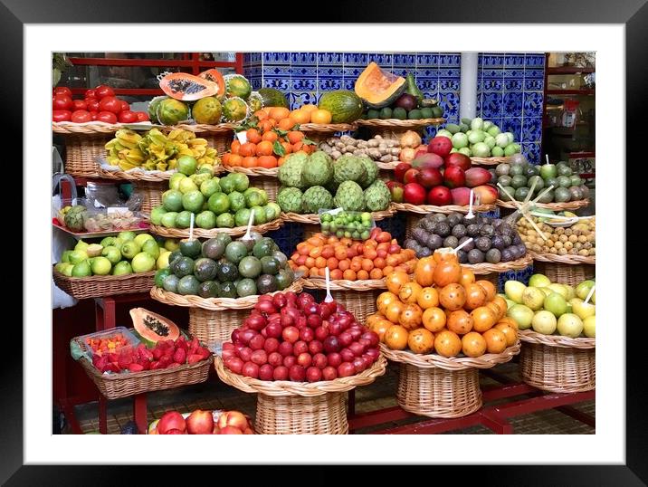 Exotic fruits in whicker baskets Framed Mounted Print by Joyce Hird
