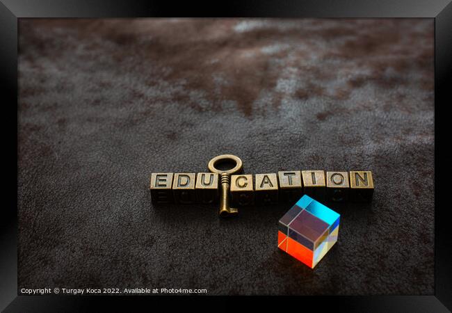 Prism beside Love shaped padlock, key and educatio Framed Print by Turgay Koca
