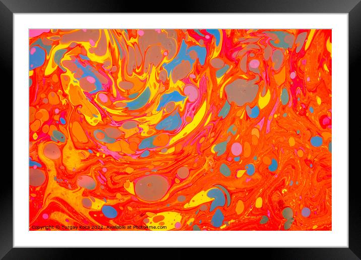 Abstract marbling art patterns as colorful backgro Framed Mounted Print by Turgay Koca