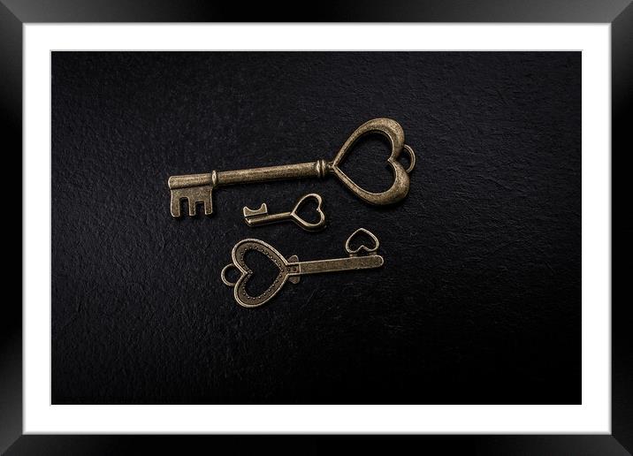 Retro style metal keys as love concept Framed Mounted Print by Turgay Koca