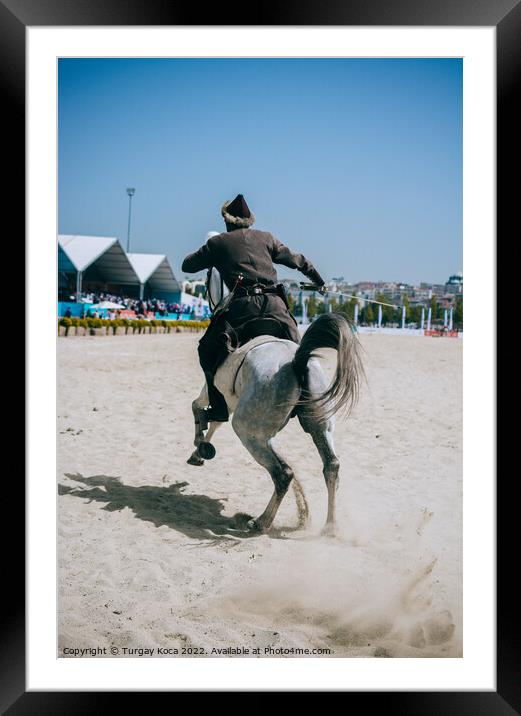 Ottoman horseman riding on his horse Framed Mounted Print by Turgay Koca