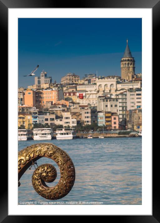 View of the Galata Tower from the Golden Horn  Framed Mounted Print by Turgay Koca