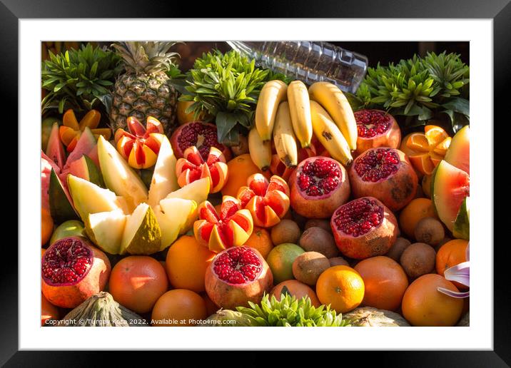 Grapefruits, mangoes, pomegranates, oranges, bananas and melons  Framed Mounted Print by Turgay Koca