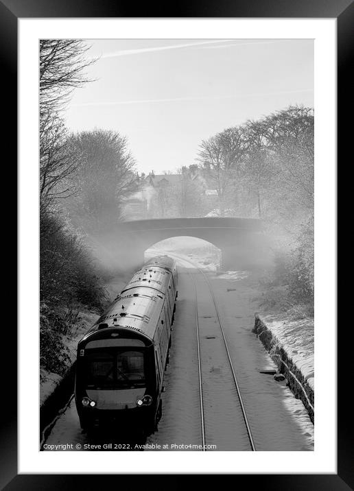 Diesel Train Leaving Harrogate on a Misty Winter Morning. Framed Mounted Print by Steve Gill