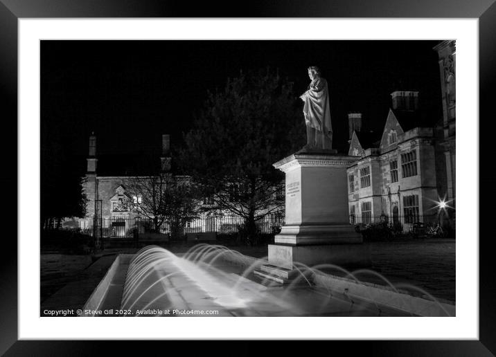 William Etty Statue Looking Ghostly at Night in York. Framed Mounted Print by Steve Gill