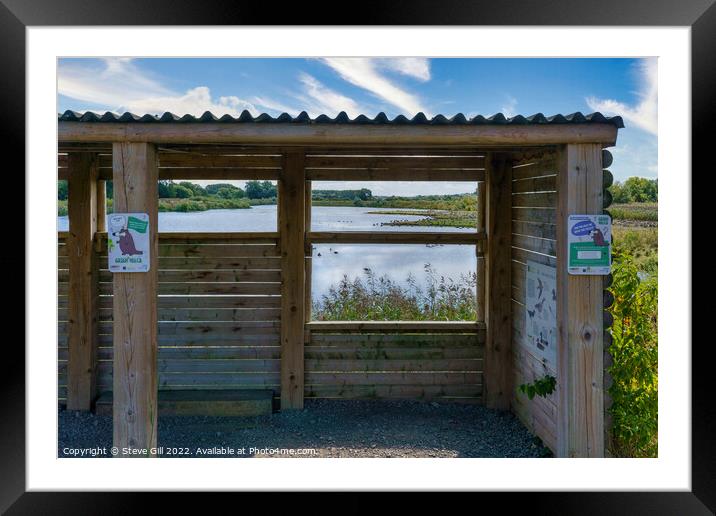 Wooden Bird Hide at Ripon Nature Reserve. Framed Mounted Print by Steve Gill