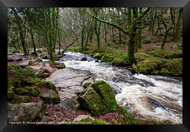 Golitha Falls River Fowey Cornwall Framed Print by Vassos Kyriacou