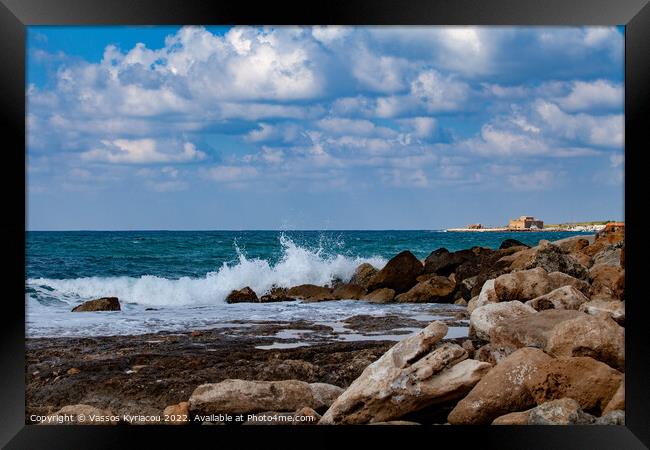 Coastline of Paphos Cyprus Framed Print by Vassos Kyriacou