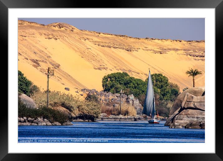 Felucca on the Nile in Egypt Framed Mounted Print by Vassos Kyriacou
