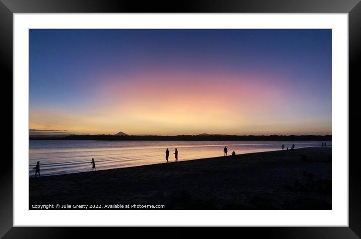 Noosa at Sunset Sunshine Coast Queensland Framed Mounted Print by Julie Gresty