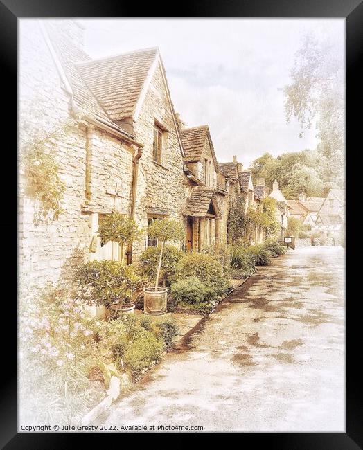 Castle Combe Cottages With Honey coloured Cotswolds Stone Framed Print by Julie Gresty