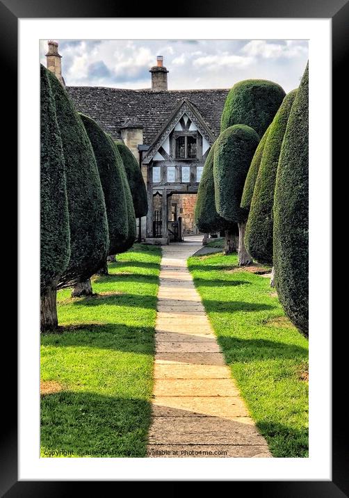 Painswick Village Church and Yew Trees Framed Mounted Print by Julie Gresty