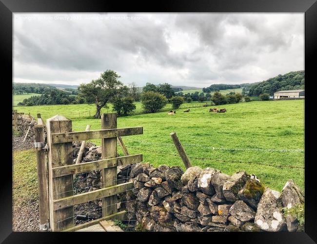 Yorkshire Dales Farm Gate and Drystone Wall Framed Print by Julie Gresty