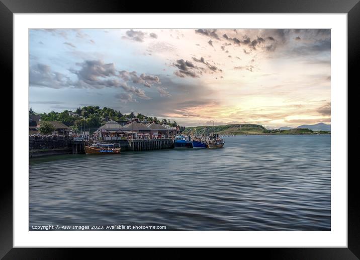 Sunset over Obans Fishing Boats Framed Mounted Print by RJW Images