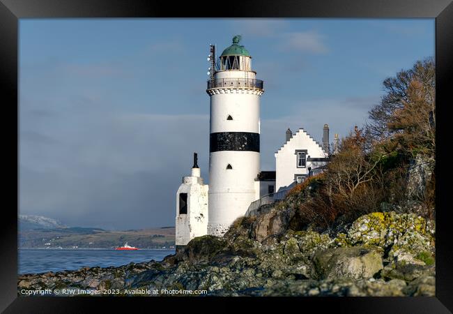 Majestic Cloch Lighthouse on River Clyde Framed Print by RJW Images