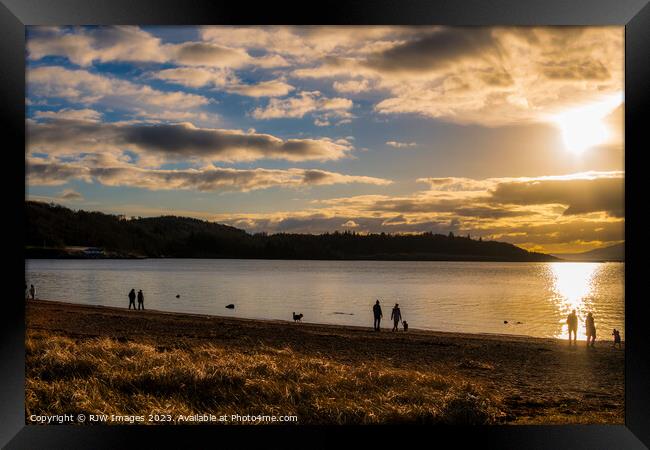 Sunset Stroll on Inverkip Beach Framed Print by RJW Images