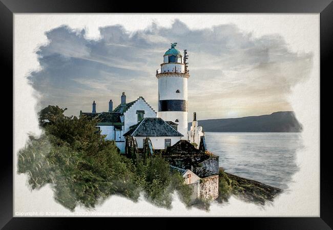 Cloch Lighthouse Watercolour Framed Print by RJW Images