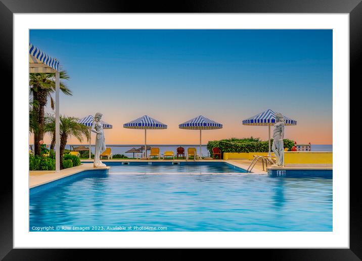 Baia Cristal Pool Sunset Algarve Framed Mounted Print by RJW Images
