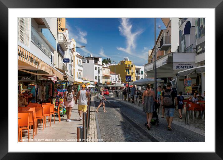 Colourful Carvoeiro Shopping Framed Mounted Print by RJW Images