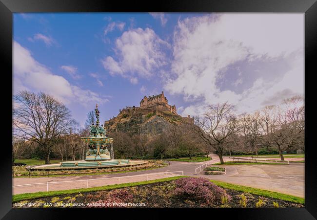 Edinburgh Castle from Princes St Gardens Framed Print by RJW Images