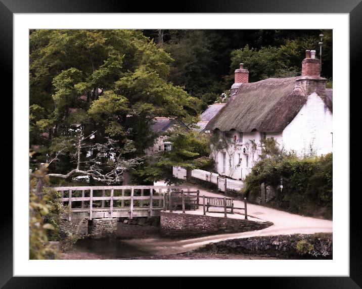 Helford Thatched Cottage Framed Mounted Print by Kate Lake