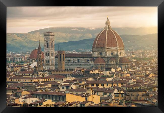 Florence Aerial View Framed Print by Simo Wave