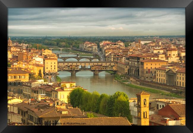 Aerial view of Florence Framed Print by Simo Wave