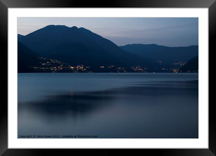 Lake Como in Italy at twilight Framed Mounted Print by Simo Wave