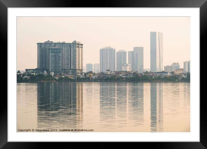 Hanoi skyline Framed Mounted Print by Simo Wave