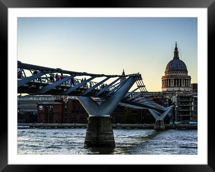 Millennium Bridge & St Pauls Cathedral Framed Mounted Print by Anton Cooke