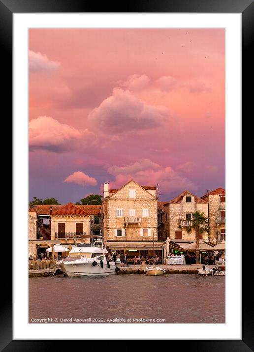 Stormy sky above Supetar Harbour Framed Mounted Print by David Aspinall