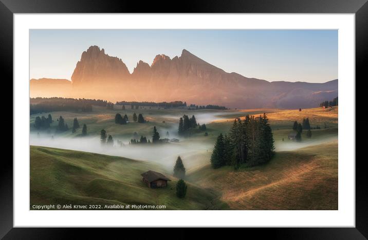Dolomites mountains at sunrise Framed Mounted Print by Aleš Krivec