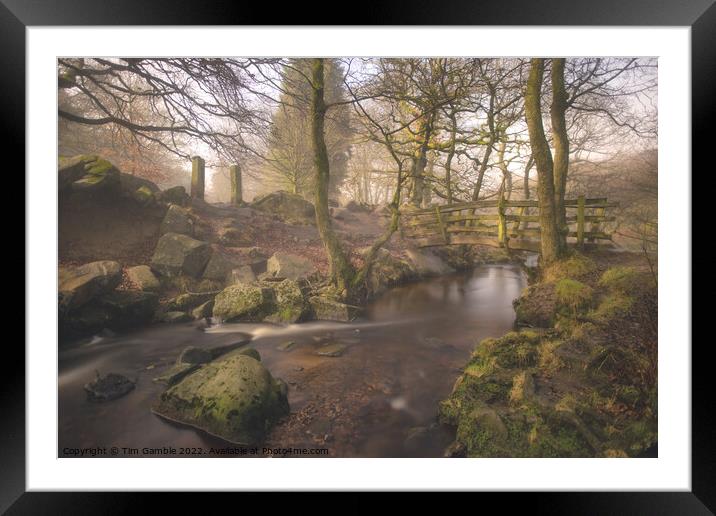 Padley Gorge By Moonlight Framed Mounted Print by Tim Gamble