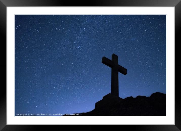 Night Sky Cross Framed Mounted Print by Tim Gamble