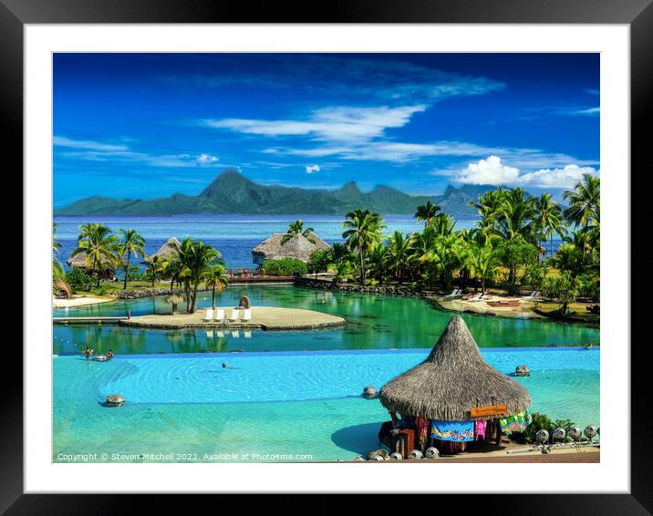 Tahiti and Moorea Islands Framed Mounted Print by Steven Mitchell