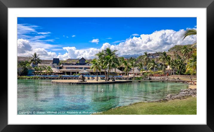 Tahiti Hotel Pool and Lagoon Framed Mounted Print by Steven Mitchell