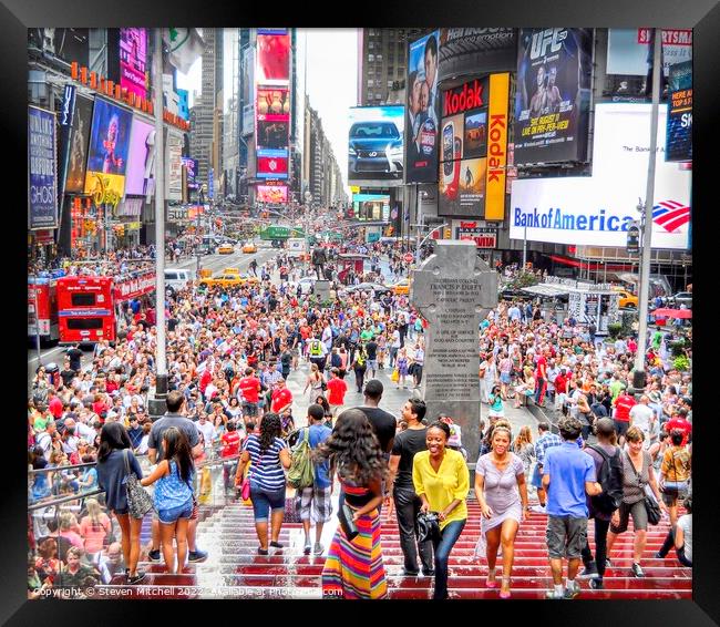 Times Square Crowds Framed Print by Steven Mitchell