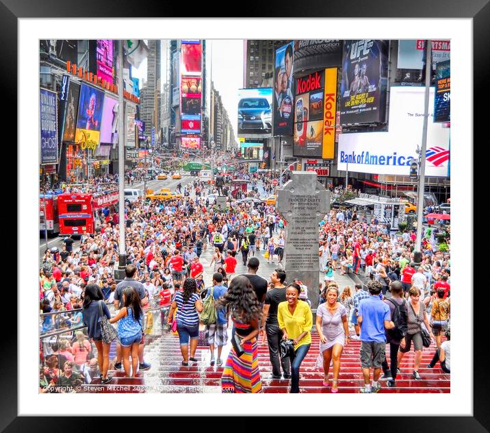 Times Square Crowds Framed Mounted Print by Steven Mitchell
