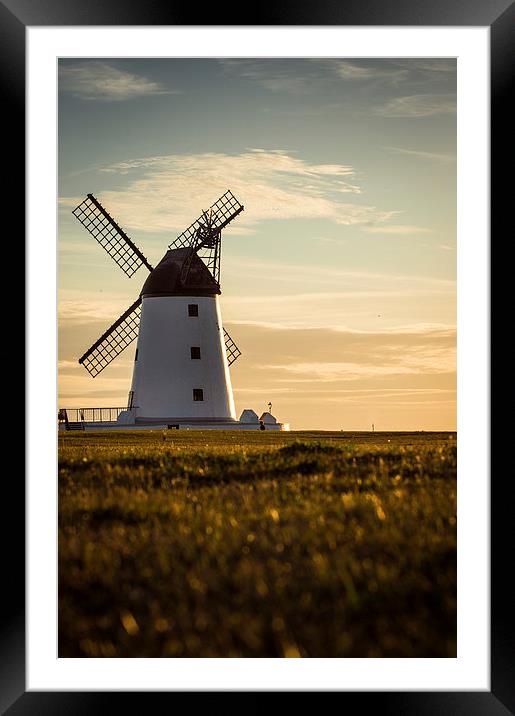   Lytham Windmill at Sunset Framed Mounted Print by Chris Walker