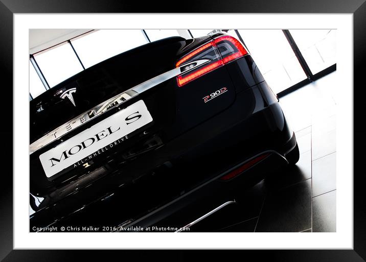 Tesla Model S P90D Framed Mounted Print by Chris Walker