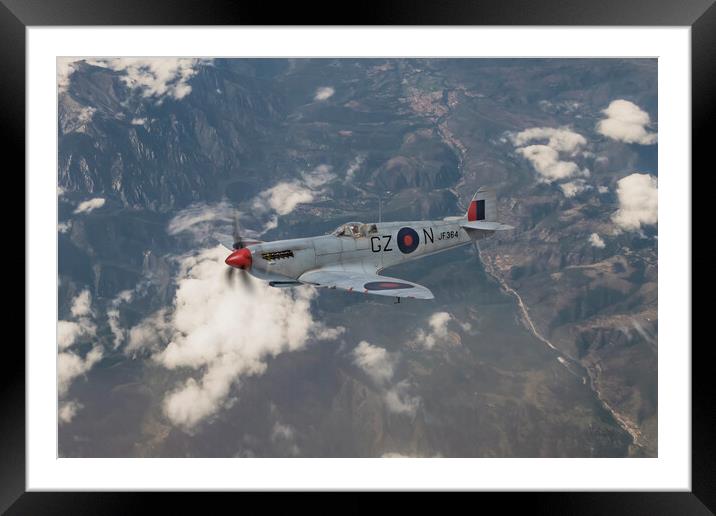 High Flying Spitfire Framed Mounted Print by Simon Westwood