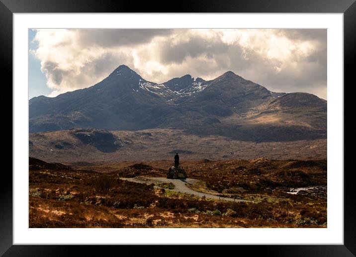 The Black Cuillin Mountain Range with Collie-Mackenzie monument in the foreground Framed Mounted Print by Dan Webster