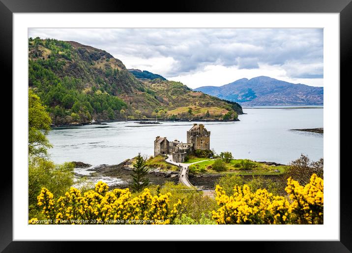 Eilean Donan Castle from Hillside with 3 Sea Lochs (Loch Duich, Loch Long and Loch Aish) Framed Mounted Print by Dan Webster