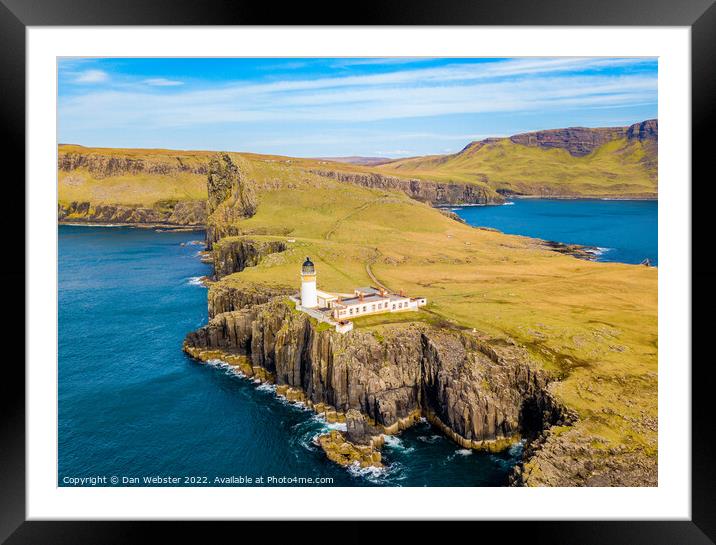 Neist Point Lighthouse, Isle of Skye, Scottish Highlands, Scotland - Beautiful Aerial Shot Framed Mounted Print by Dan Webster